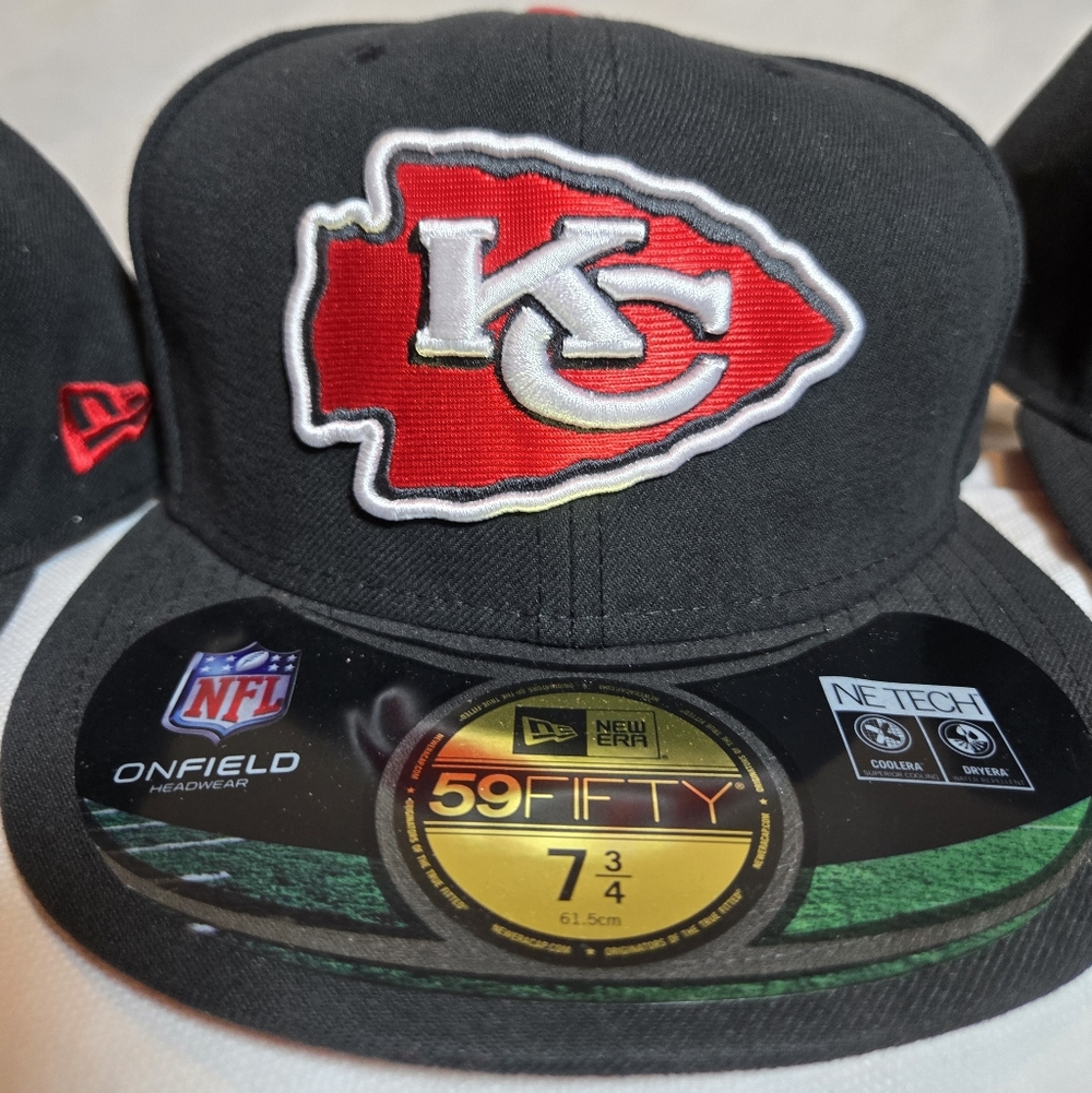 Black New Era On Field Kansas City Chiefs 59Fifty Fitted Hat NFL Cap ALL SIZES